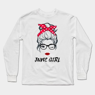 June Girl Woman Lady Wink Eye  Face Birthday Gift Long Sleeve T-Shirt